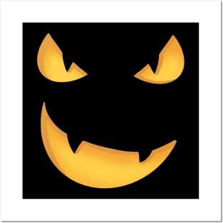 Monster Cat Jack O Lantern Face Posters and Art